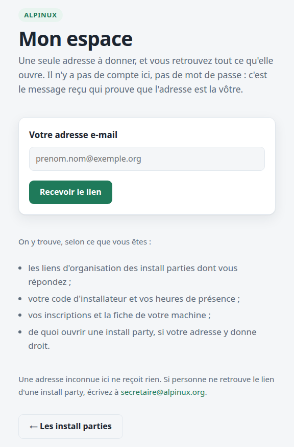 L'écran où l'on donne son adresse